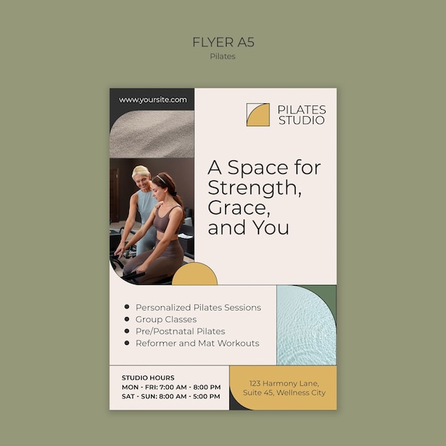 Diseño de plantilla de folleto de Pilates