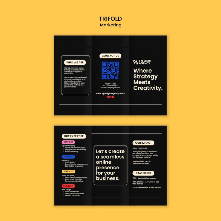 PSD gratuito diseño de plantilla de folleto triplo de comercialización