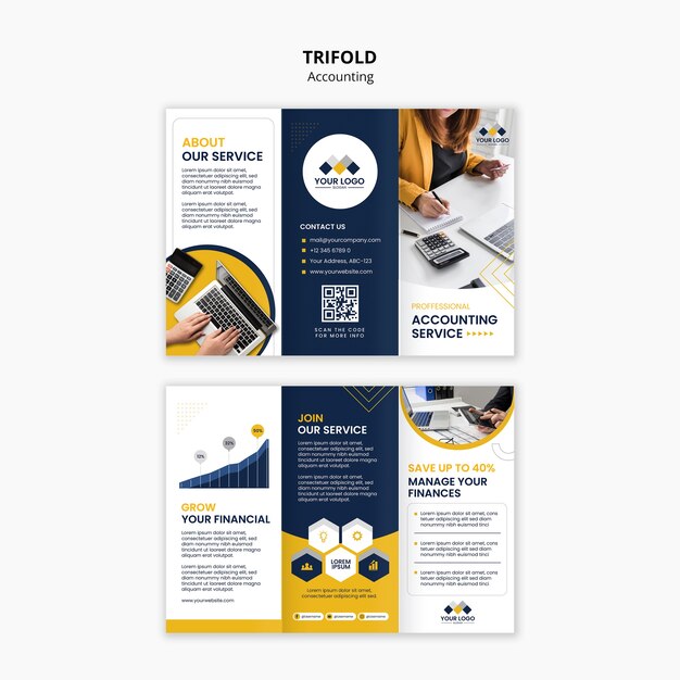 Diseño de la plantilla del folleto triplo de contabilidad