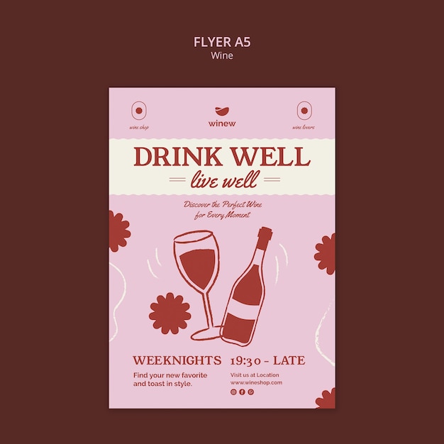 Diseño de plantilla de folleto de vino