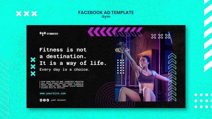 PSD gratuito diseño de plantilla de gimnasio elegante