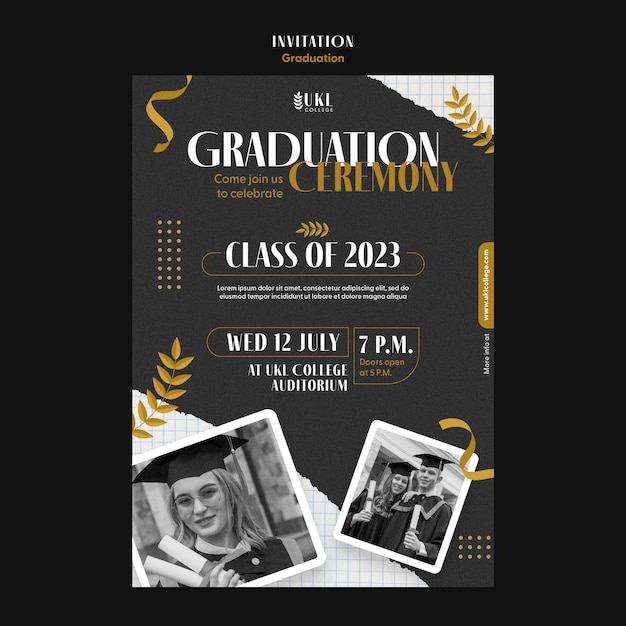 Diseño de plantilla de graduación de diseño plano