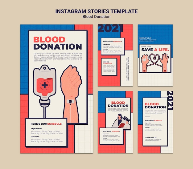 PSD gratuito diseño de plantilla de historia de instagram de donación de sangre