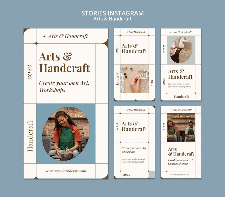 Diseño de plantilla de historias de instagram de artes y oficios