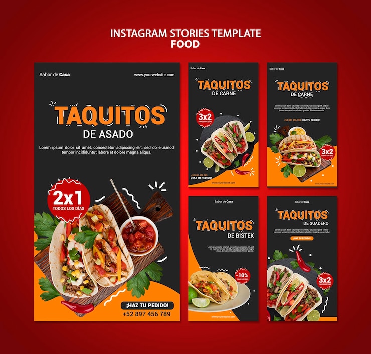 PSD gratuito diseño de plantilla de historias de instagram de comida