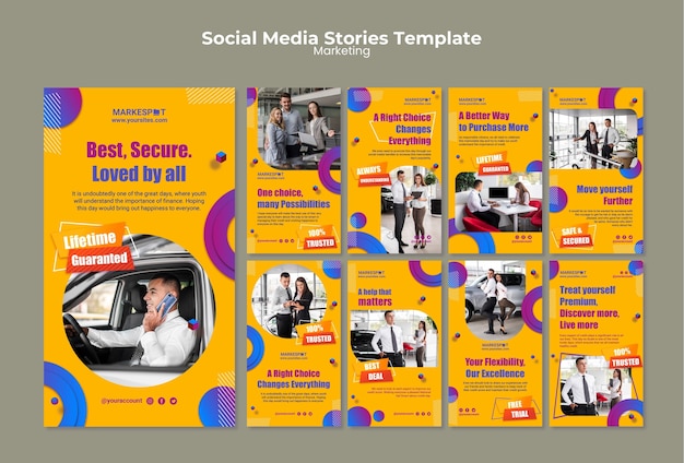 PSD gratuito diseño de plantilla de historias de instagram de marketing