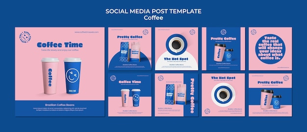 PSD gratuito diseño de plantilla de instagram de café realista