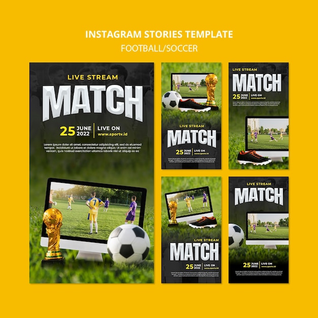 PSD gratuito diseño de plantilla de instagram de fútbol realista
