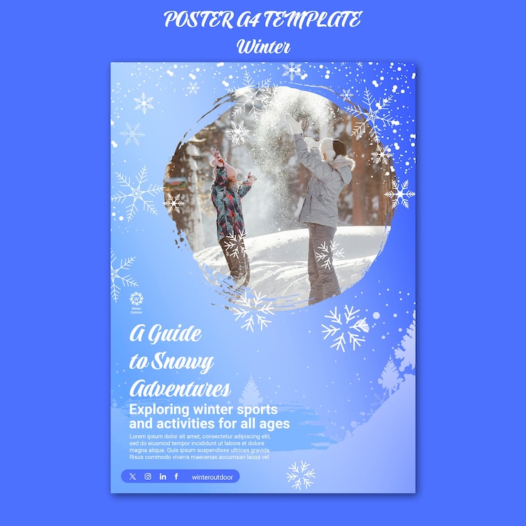 PSD gratuito diseño de plantilla de invierno