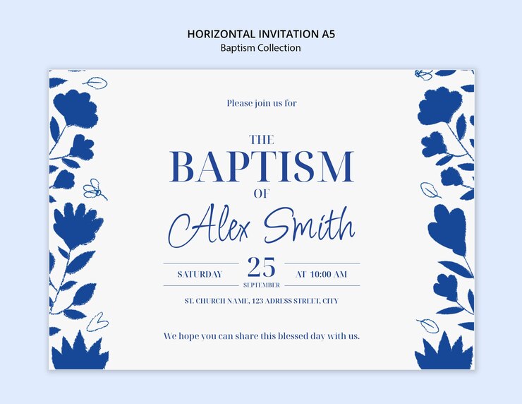PSD gratuito diseño de la plantilla de la invitación al bautismo