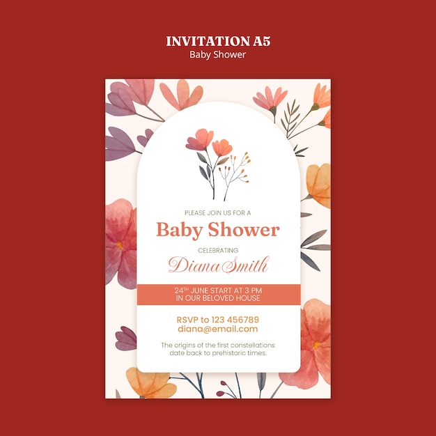 Diseño de plantilla de invitación de baby shower