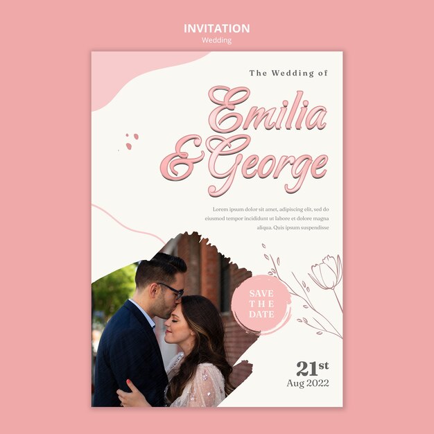 Diseño de plantilla de invitación de boda