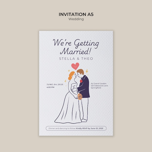 Diseño de plantilla de invitación de boda