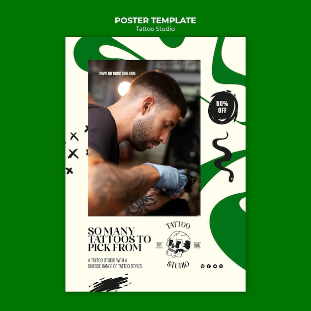 PSD gratuito diseño de plantilla de invitación de cartel de tatuaje