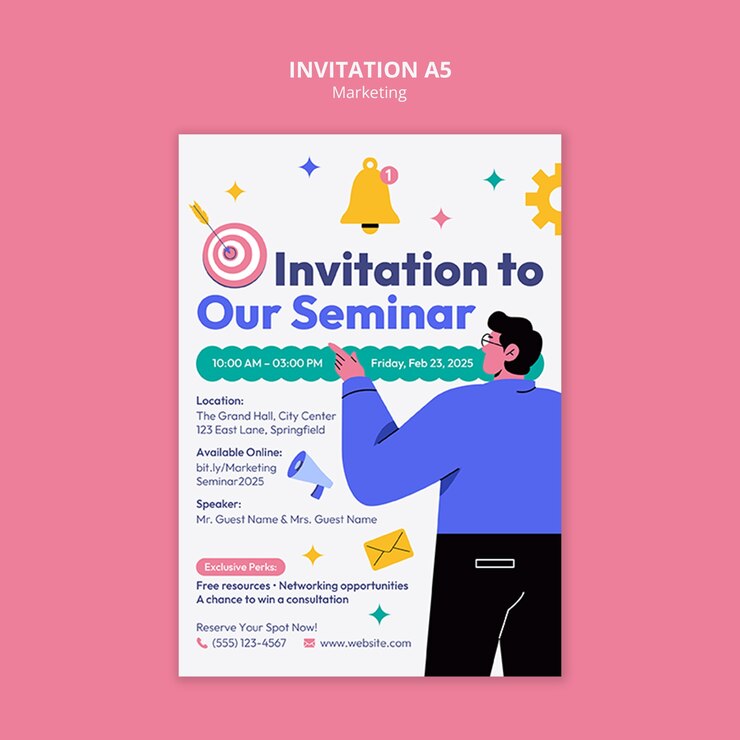 PSD gratuito diseño de la plantilla de la invitación de comercialización