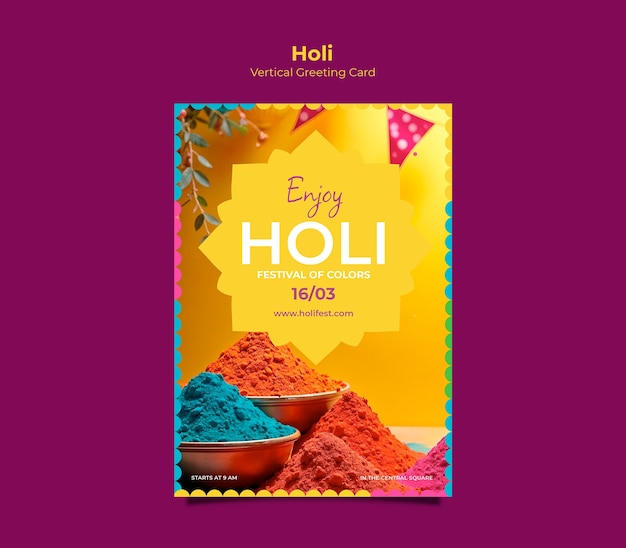 Diseño de plantilla de invitación de festival holi