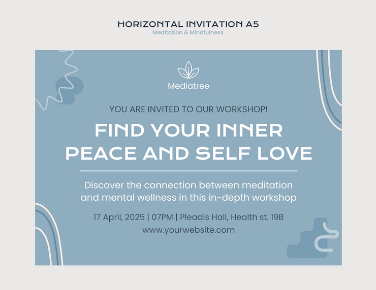 PSD gratuito diseño de plantilla de invitación de meditación y atención plena