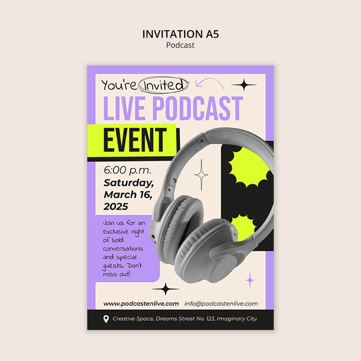 PSD gratuito diseño de la plantilla de invitación de podcast