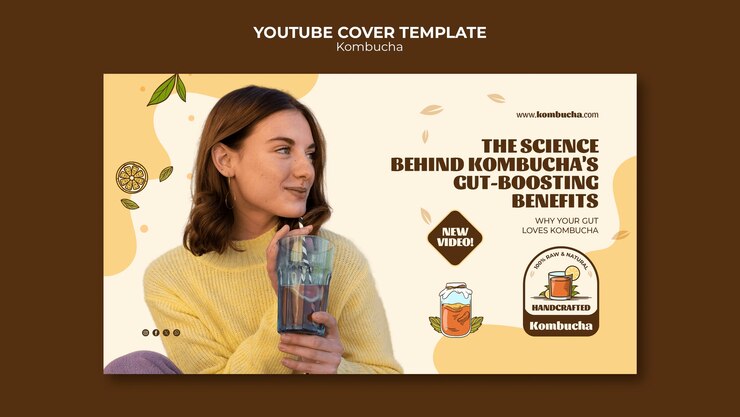PSD gratuito diseño de plantilla de kombucha