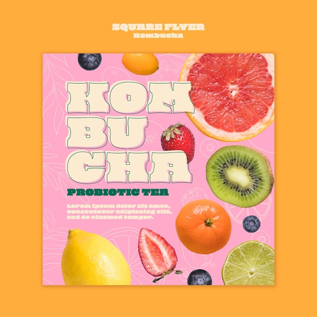 Diseño de plantilla de kombucha