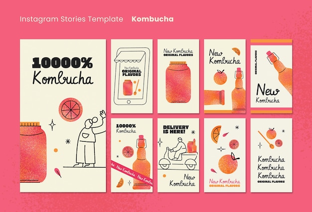 PSD gratuito diseño de plantilla de kombucha