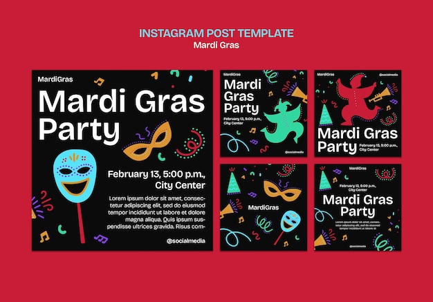 PSD gratuito diseño de plantilla de mardi gras