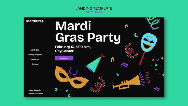 Diseño de plantilla de Mardi Gras