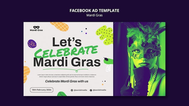 Diseño de plantilla de mardi gras