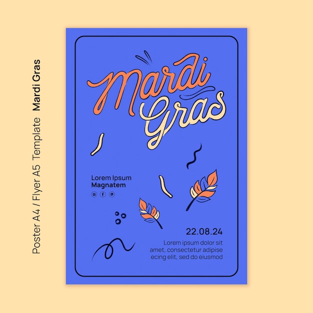 PSD gratuito diseño de plantilla de mardi gras