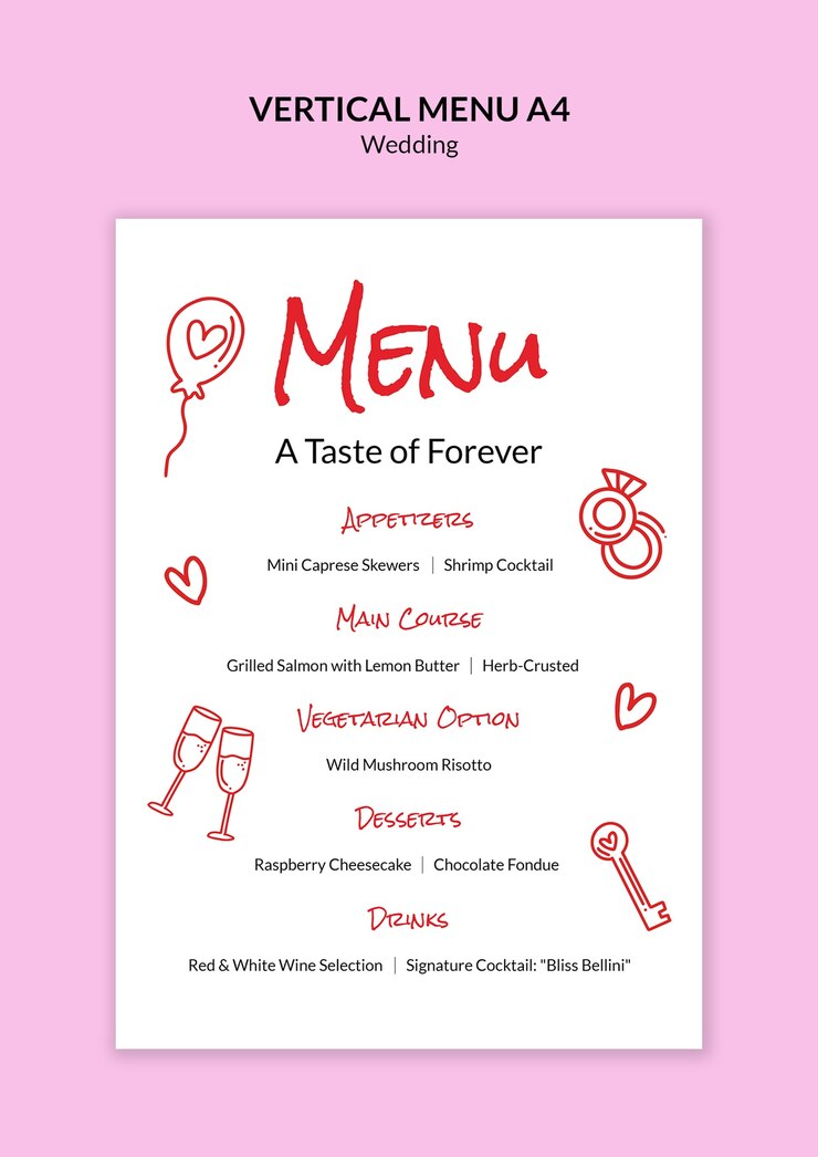 PSD gratuito diseño de plantilla de menú de boda