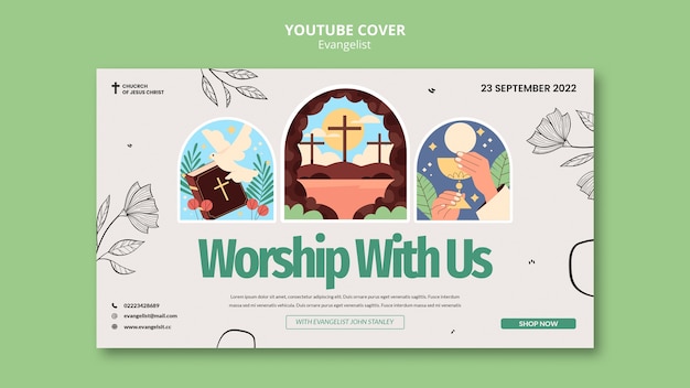 PSD gratuito diseño de plantilla de miniatura de youtube de evangelista