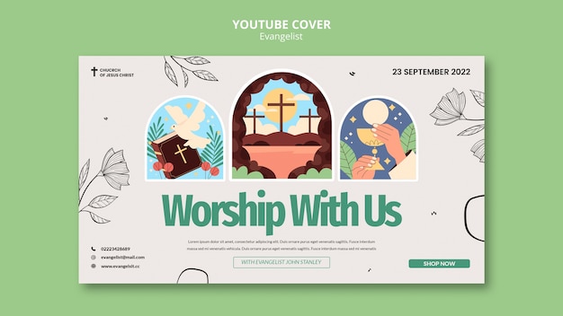 Diseño de plantilla de miniatura de youtube de evangelista