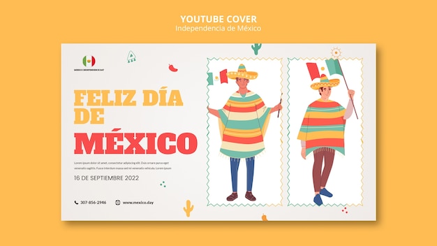 PSD gratuito diseño de plantilla de miniatura de youtube de independencia de méxico