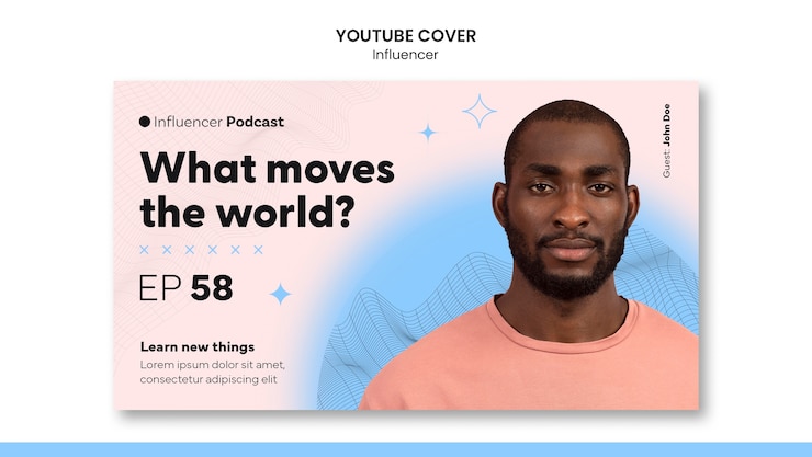 PSD gratuito diseño de plantilla de miniatura de youtube de influencer