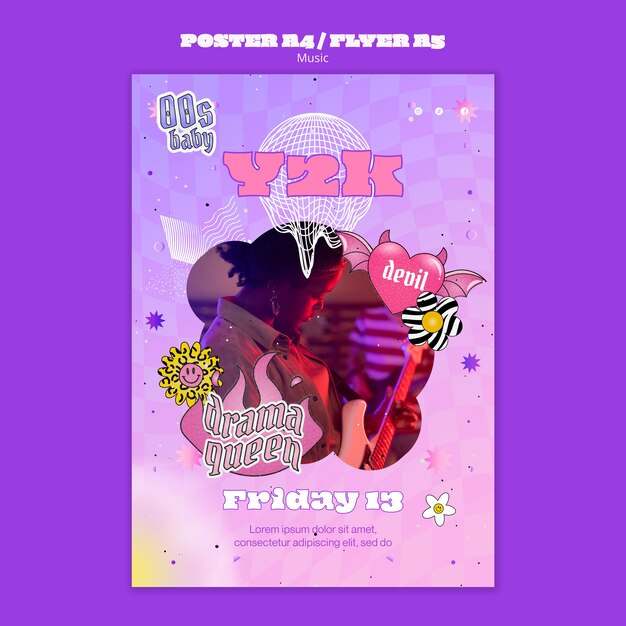 Diseño de plantilla de música degradado.