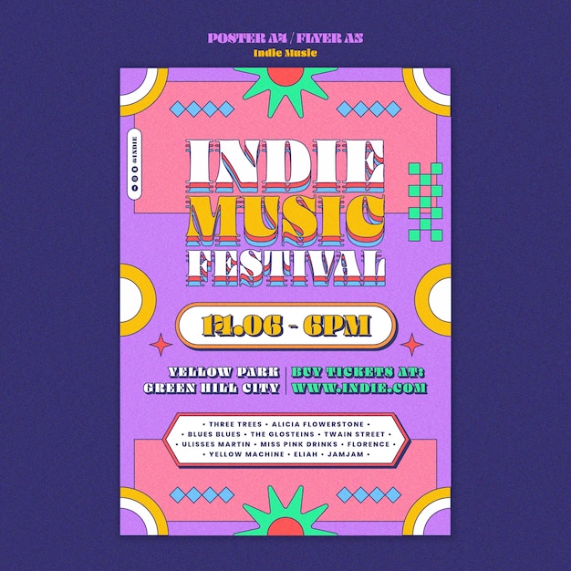 Diseño de plantilla de música indie
