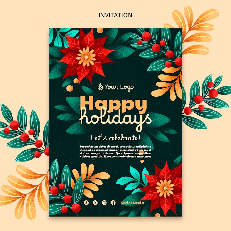 PSD gratuito diseño de plantilla navideña