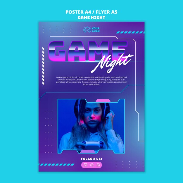 Diseño de plantilla de la noche del juego