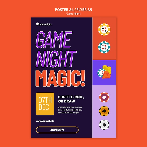 PSD gratuito diseño de plantilla de la noche de juego