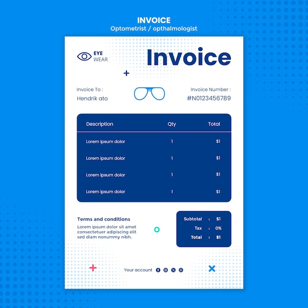 PSD gratuito diseño de plantilla de optometrista