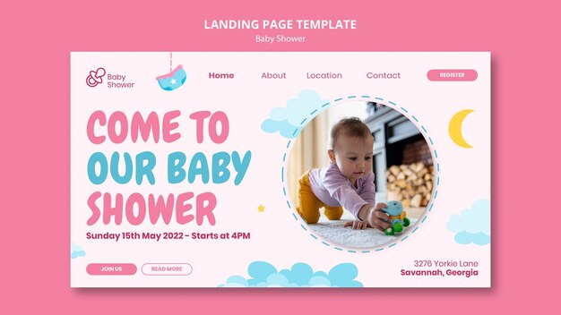 Diseño de plantilla de página de destino de baby shower