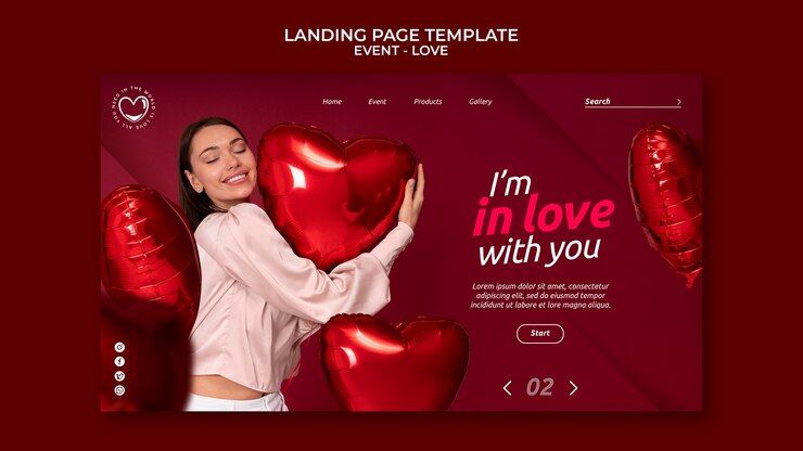 PSD gratuito diseño de plantilla de página de destino de evento de amor