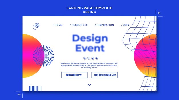 Diseño de plantilla de página de destino de evento
