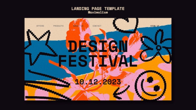 PSD gratuito diseño de la plantilla de la página de destino del festival