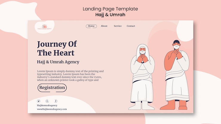 PSD gratuito diseño de plantilla de página de destino de hajj