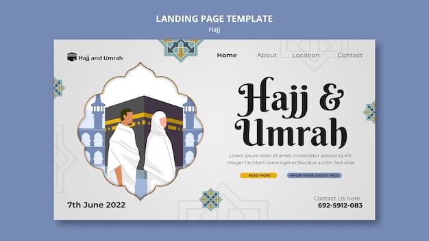 PSD gratuito diseño de plantilla de página de destino de hajj