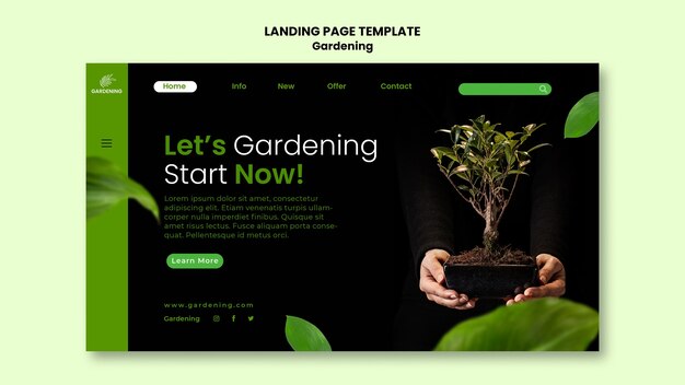 Diseño de plantilla de página de destino de jardinería
