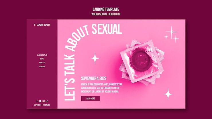 PSD gratuito diseño de plantilla de página de destino de salud sexual