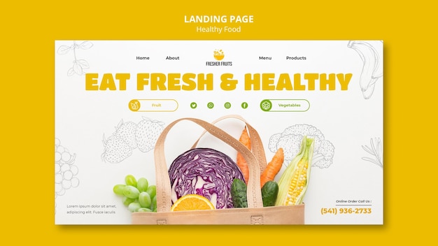 Diseño de plantilla de página de destino de seguridad alimentaria