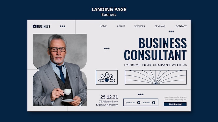 PSD gratuito diseño de plantilla de página de landign de negocios